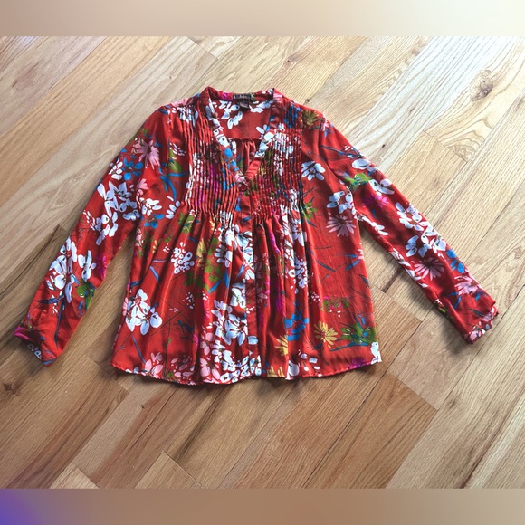 SEMI SHEER FLORAL BLOUSE - Picture 1 of 3